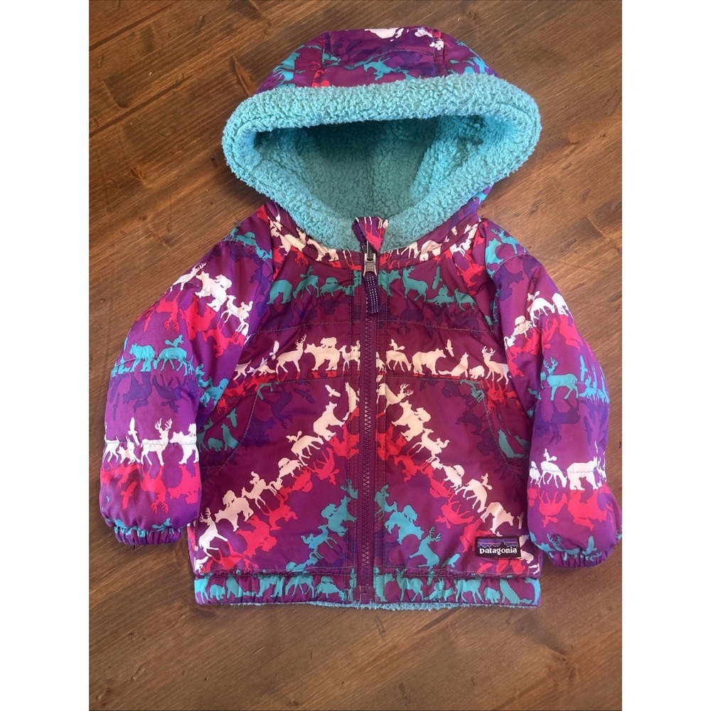 Patagonia Tribbles Reversible Toddler Puffer Coat Fleece Girls 12‎ Months